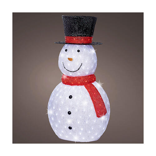 Pupazzo di neve a LED bianco freddo acrilico 107x58 cm 1