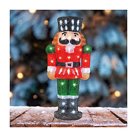 Acrylic nutcracker with cold white LED lights, 24x12 in