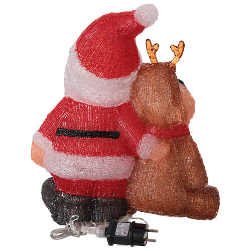 Papá Noel y reno LED blanco frío acrílico 40x35 cm 7
