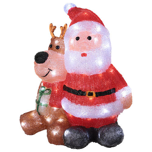 Babbo Natale e renna LED bianco freddo acrilico 40x35 cm 4