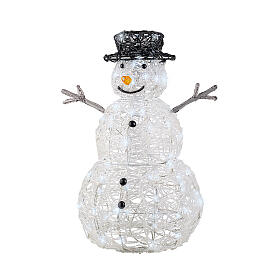 Schneemann, Acrylfigur, 65 × 45 cm, 80 LEDs, kaltweiß, innen/außen