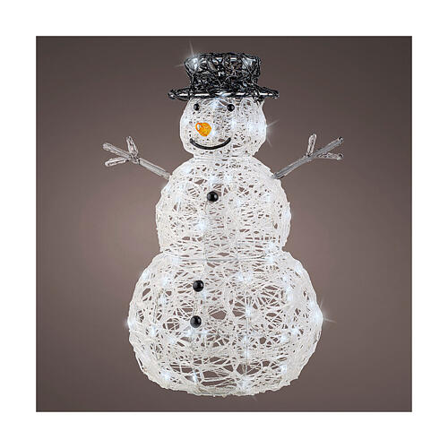 Schneemann, Acrylfigur, 65 × 45 cm, 80 LEDs, kaltweiß, innen/außen 1