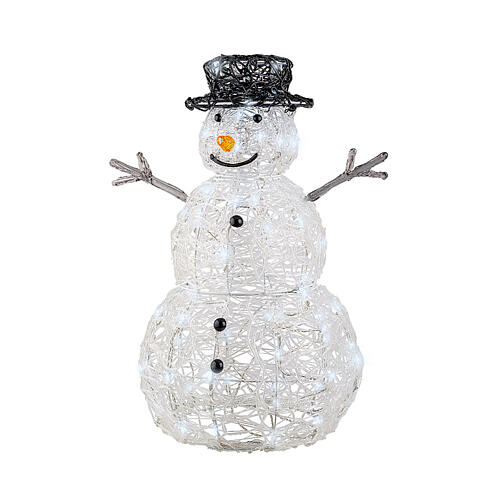 Schneemann, Acrylfigur, 65 × 45 cm, 80 LEDs, kaltweiß, innen/außen 2