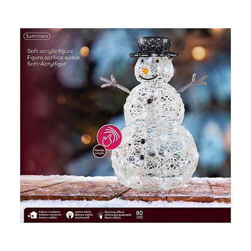 Pupazzo di neve acrilico LED bianco freddo 65x45 cm 4