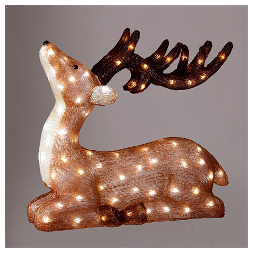 Rentier sitzend, Acrylfigur, 120 kaltweiße LEDs, 56 x 52 x 18 cm – für Innen- und Außenbereich 1