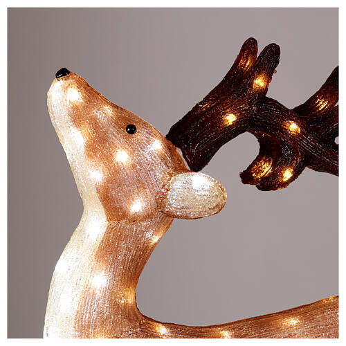 Seated acrylic LED reindeer with cold white light, 22x7 in 2
