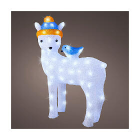 Ciervo acrílico blanco LED luz blanca fría 55x19 cm