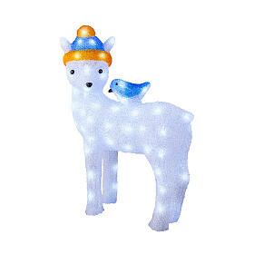 Cerf acrylique blanc LED lumière blanche froide 55x19 cm