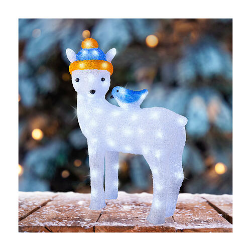 Cerf acrylique blanc LED lumière blanche froide 55x19 cm 3