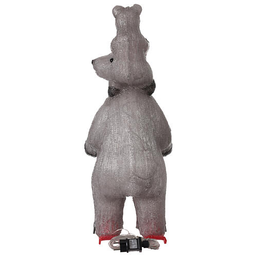 Eisbär mit Bärchen auf Skiern, Acrylfigur, 70 × 30 cm, 100 LEDs, kaltweiß, innen/außen 8