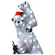 Orso polare con orsetto su sci acrilico LED luce bianca fredda 70x30 cm s4