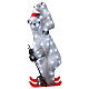 Orso polare con orsetto su sci acrilico LED luce bianca fredda 70x30 cm s5