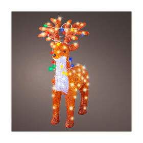 Rentier mit Lichterkette, Acrylfigur, 120 kaltweiße LEDs, 70 x 50 cm – für Innen- und Außenbereich