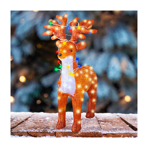 Rentier mit Lichterkette, Acrylfigur, 120 kaltweiße LEDs, 70 x 50 cm – für Innen- und Außenbereich 2