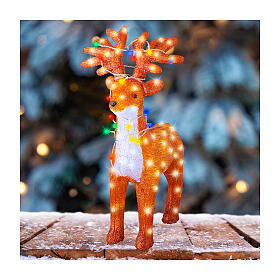 Renard lumières de Noël en acrylique LEDs blancs froids 70x50 cm