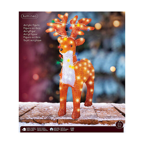 Renna luci natalizie LED in acrilico luce bianca fredda 70x50 cm 8