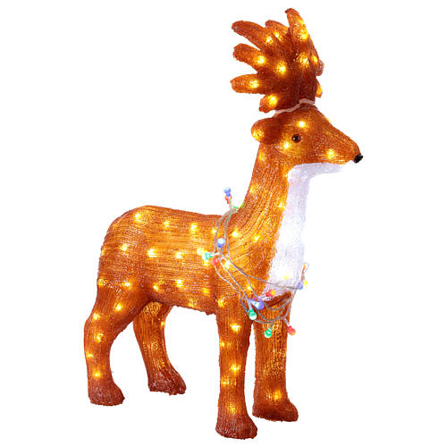Renas com luzes de Natal LED em acrílico, luz branca fria 70x50 cm 4