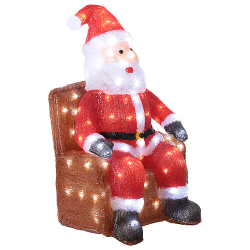 Père Noël sur fauteuil LED acrylique lumière blanche froide 60x35 cm 2