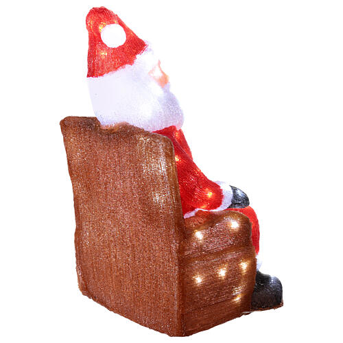 Père Noël sur fauteuil LED acrylique lumière blanche froide 60x35 cm 6