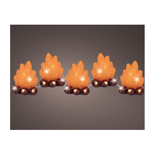 Set of 5 LED fire effects acrylic lights for indoor/outdoor, 6x4 in 1