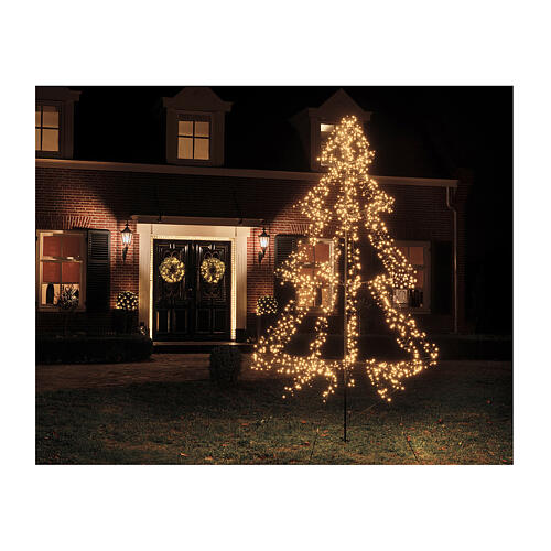 Albero luminoso LED bianco caldo 8 funzioni per esterno 300x180 cm 2