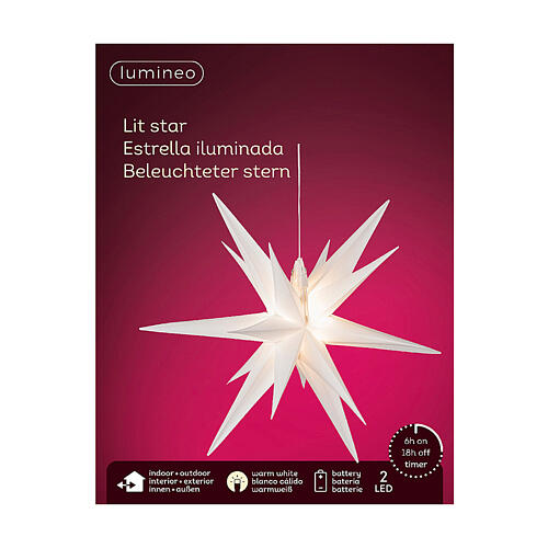 Estrela luminosa LED PVC luz branca quente fixa 30 cm 3