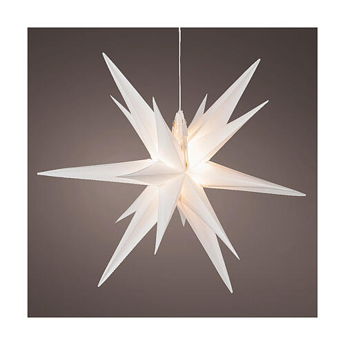 PVC shining star with warm white steady LED light, 16 in 1
