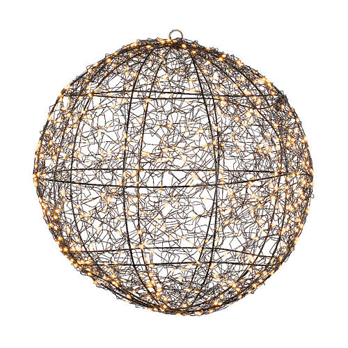 Sphère en métal micro LEDs lumière dorée fixe int/ext 30 cm 2