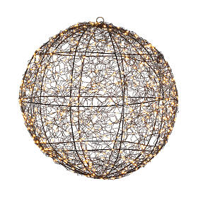 Metal sphere with golden fixed micro LED light indoor/outdoor 30 cm