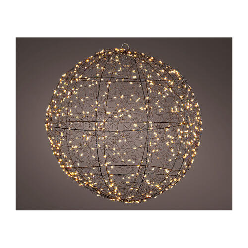 Sphère en métal micro LEDs lumière dorée fixe int/ext 40 cm 1