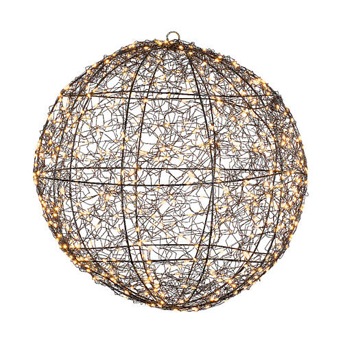 Sphère en métal micro LEDs lumière dorée fixe int/ext 40 cm 2