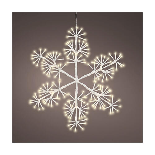 Metal snowflake with fixed warm white LED lights, 20 in 1