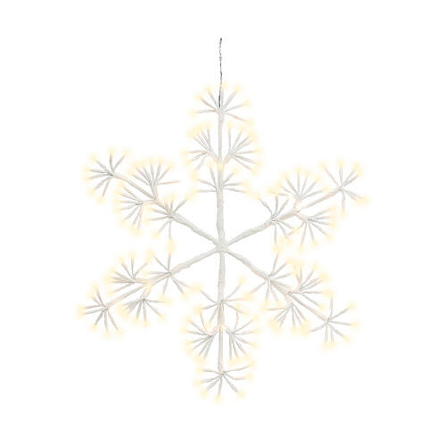 Metal snowflake with fixed warm white LED lights, 20 in 2