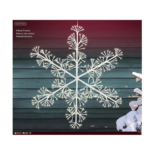 Fiocco di neve in ferro LED fisso luce bianca calda 80 cm 3