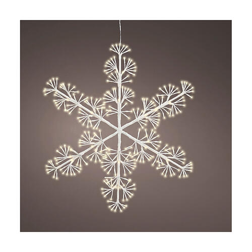 Floco de neve em metal com LED luz branca quente 80 cm 1