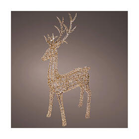 Renna dorata 3D Babbo Natale led bianco caldo 270x43x100 cm