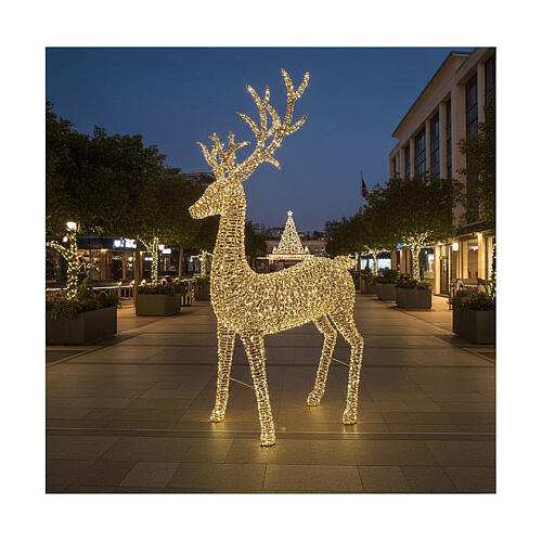 Rena dourada 3D LED branco quente 270x43x110 cm 2