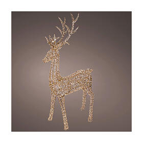 Golden 3D LED Warm White Reindeer, 270x43x110 cm