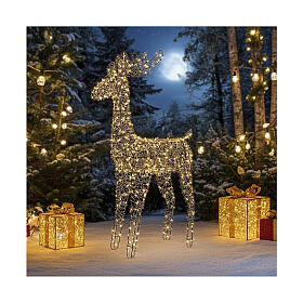 Renna dorata 3D Natale led dorato lampeggiante 84x18,5x58 cm