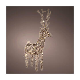 Wicker deer with fixed warm white LED lights, 50x24 in