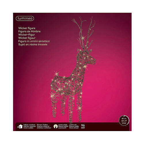 Cervo in vimini LED fisso bianco caldo 125x60 cm 4