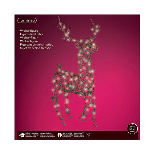 Renna in vimini LED fisso bianco caldo 150x90 cm 3