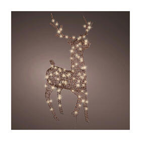 Wicker Reindeer with Warm White Fixed LED Lights, 150x90 cm