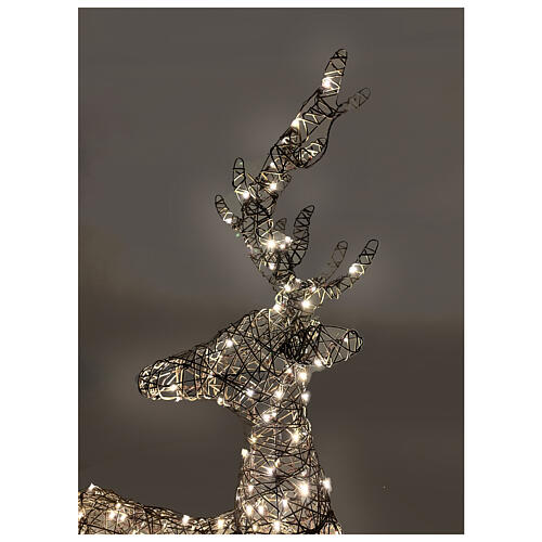 Seated wicker reindeer with warm white fixed LEDs, 110x82 cm 2