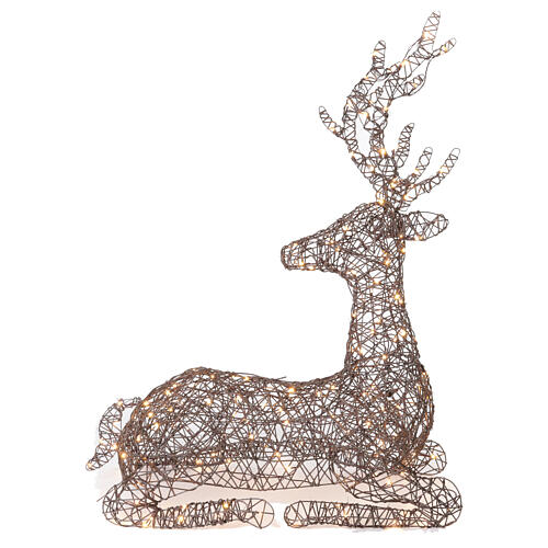 Seated wicker reindeer with warm white fixed LEDs, 110x82 cm 5