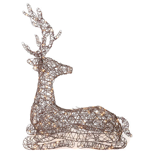 Seated wicker reindeer with warm white fixed LEDs, 110x82 cm 6