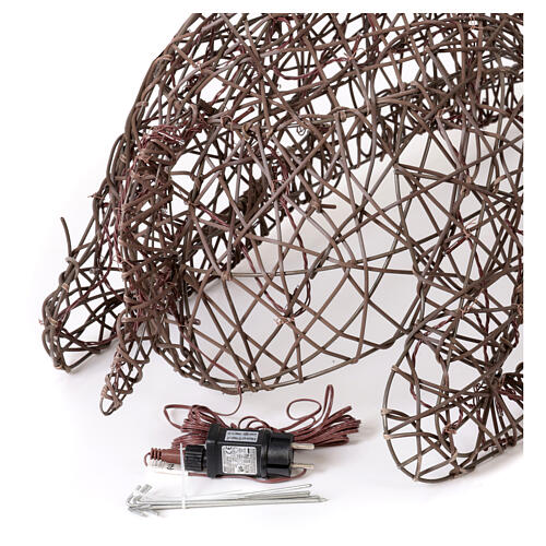 Seated wicker reindeer with warm white fixed LEDs, 110x82 cm 8