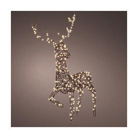 Wicker reindeer with warm white LED lights, 50x26 in