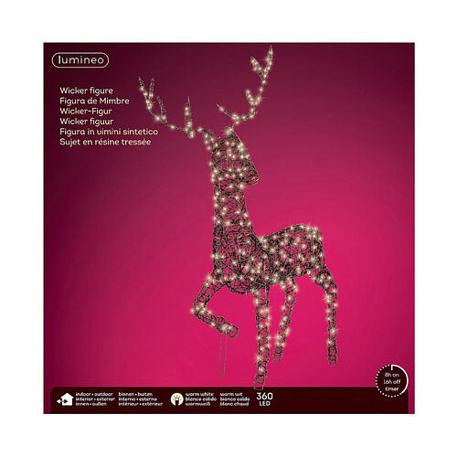 Renna vimini LED fisso bianco caldo 124x65 cm 3