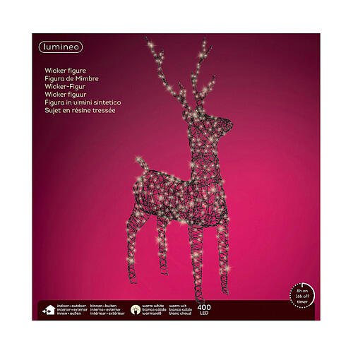 Renna vimini LED fisso bianco caldo 160x86 cm 3